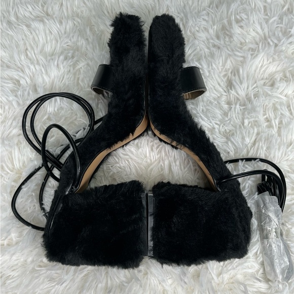 Ego | Itzayana | Black Faux Fur Heeled Sandals - Picture 7 of 11